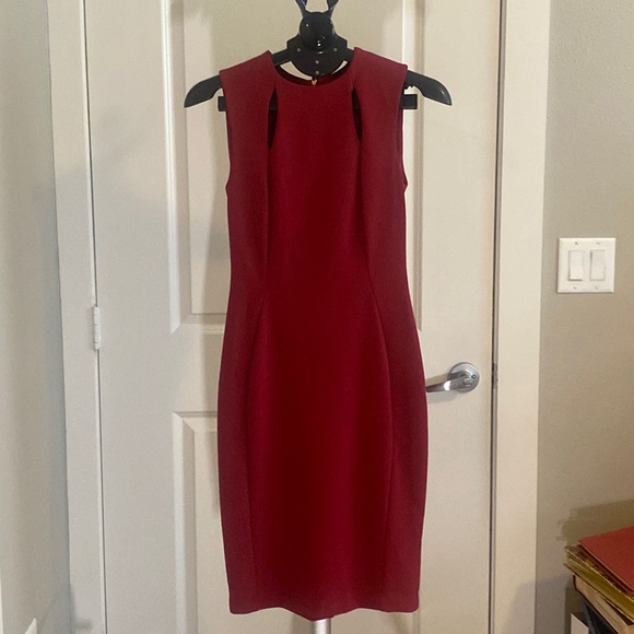 Calvin Klein | Dresses | Calvin Klein Burgundy Cut Out Sheath Size 2 |  Poshmark
